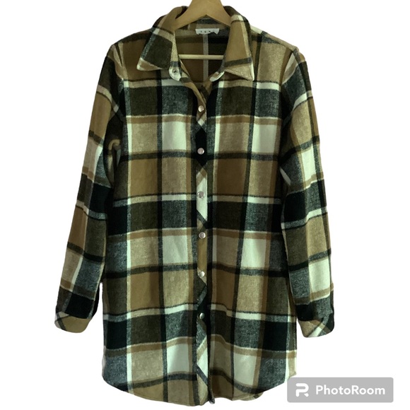 T H M L PLAID PRINT LONG SLEEVE SHIRT DRESS - Picture 1 of 16